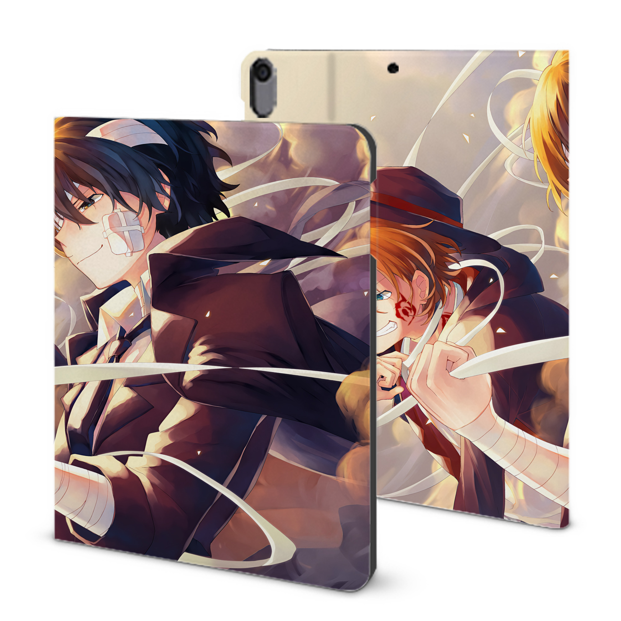 （画像用） 文豪ストレイドッグス Bungo Stray Dogs IPad ケース ブック型 PUレザー TPU 耐衝撃 軽量 薄型 ペン収納なし 全面保護 IPad 各モデル対応